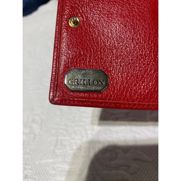 Vintage Red Crillon Leather Wallet With Gold-Tone Accents - Picture 3 of 5